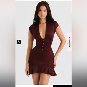 COPY - House of CB 'Tianna' Wine Ruffle Corset Mini
